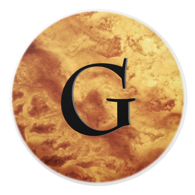 Gem Stone Pattern, Gold Tiger Eye & Black Onyx Ceramic Knob (Front)