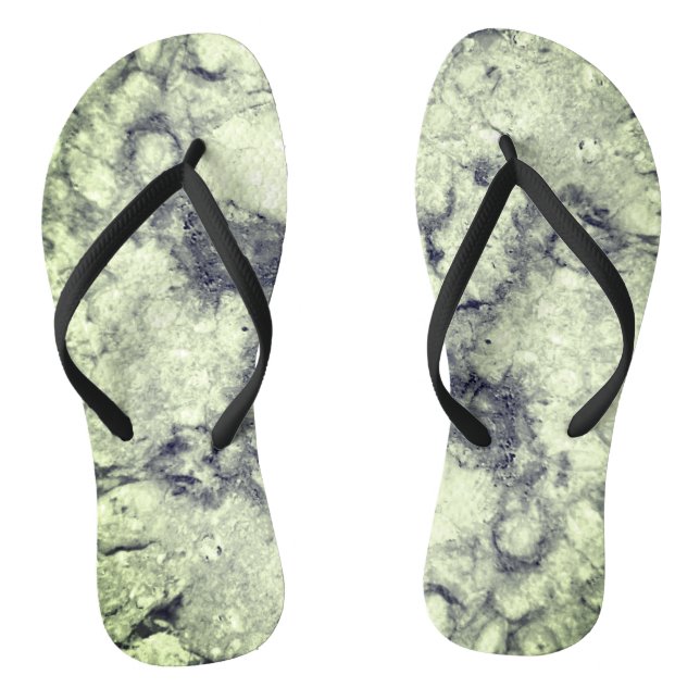 Gem Stone Pattern, Grey / Grey and Black Marble Flip Flops (Footbed)