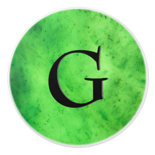 Gem Stone Pattern, Lime Green Jade & Black Onyx Ceramic Knob