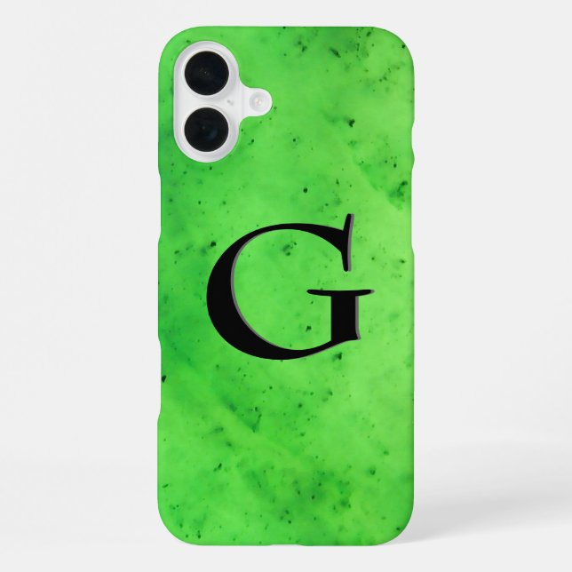 Gem Stone Pattern, Lime Green Jade & Black Onyx iPhone Case (Back)