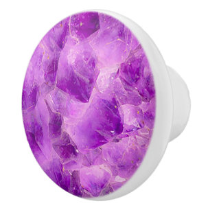 Gem Stone Pattern, Purple Amethyst Ceramic Knob