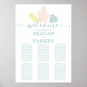 Gem Stones Elegant Pastel Wedding Seating Charts