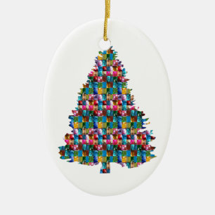 GEM studded XMAS Tree : Merry Christmas Ceramic Ornament
