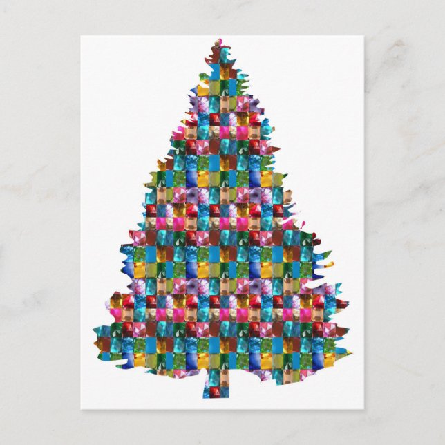 GEM studded XMAS Tree :  Merry Christmas Holiday Postcard (Front)