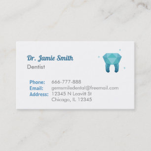 Gem Tooth Logo Dentist Business Cards
