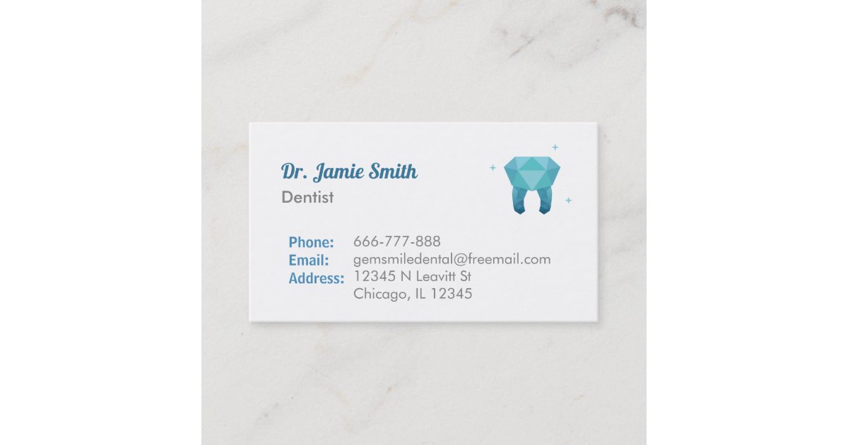 Gem Tooth Logo Dentist Business Cards Zazzle