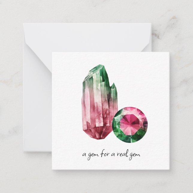 *~*  Gem TOURMALINE crystal AP64 Flat Note Card (Front)