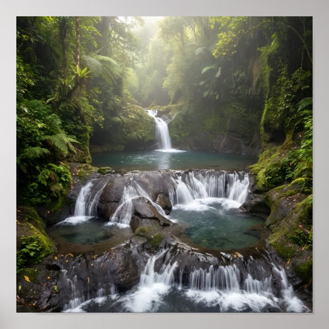 Gembleng Waterfall Bali Jungle Wall Art Poster (Devant)