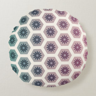 Gemetric floral Pattern Design - Pastell Pop Art Round Pillow
