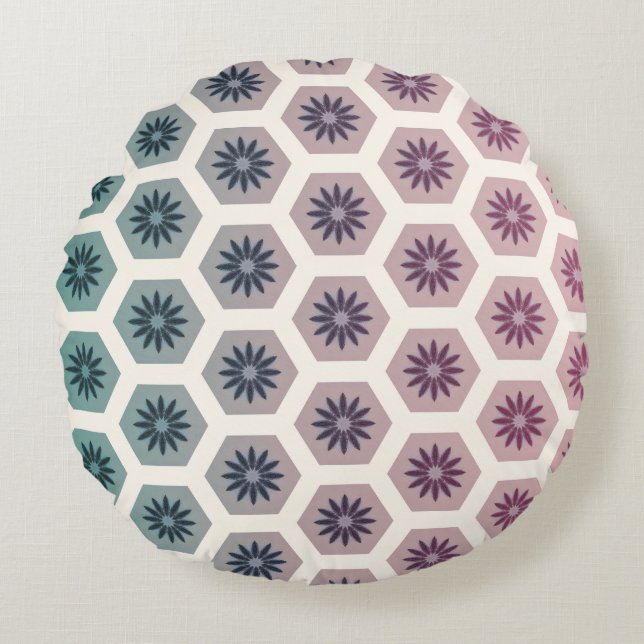 Gemetric floral Pattern Design - Pastell Pop Art Round Pillow (Front)