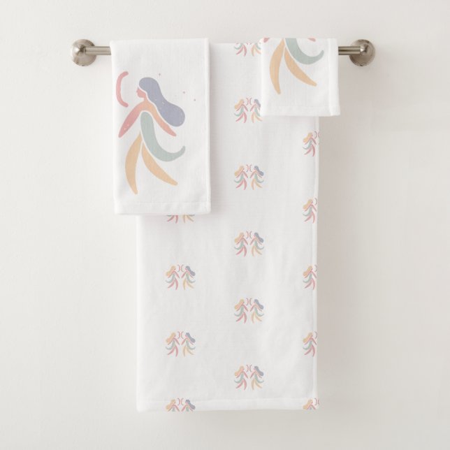 GEMINI, Abstract Design of the Zodiac Sign,  Bath Towel Set (Insitu)