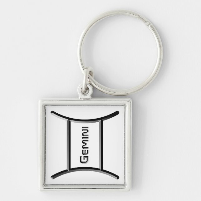 GEMINI, Abstract Design of the Zodiac Sign,  Keychain (Front)