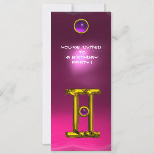 GEMINI ALEXANDRITE,amethyst bright yellow pink red Invitation
