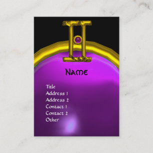 GEMINI, ALEXANDRITE  MONOGRAM bright black purple Business Card