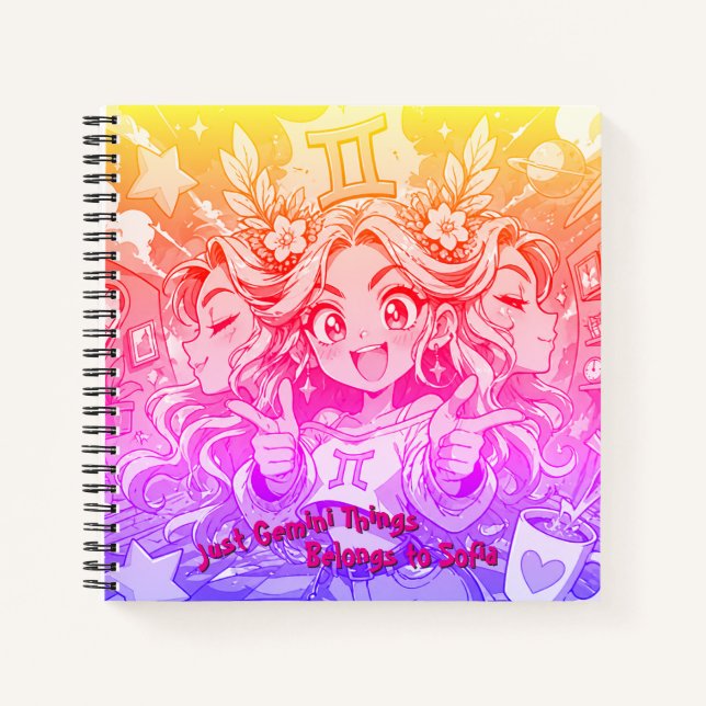 Gemini Anime Studio Aesthetic Square Stationery Notebook (Front)