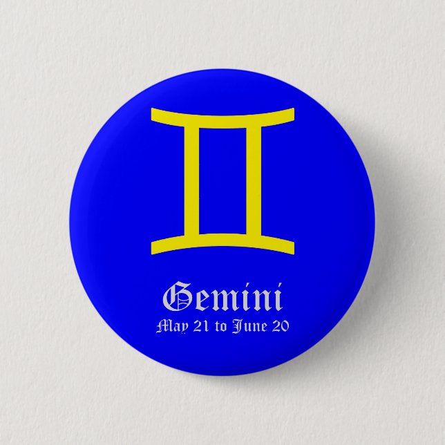 GEMINI ASTROLOGIC SIGN, SYMBOL ZODIAC 2 INCH ROUND BUTTON (Front)