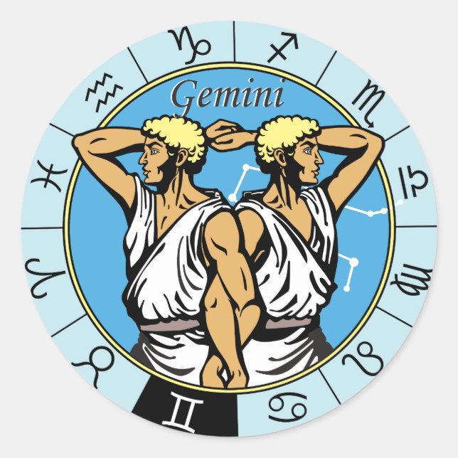 gemini astrological zodiac sign classic round sticker (Front)