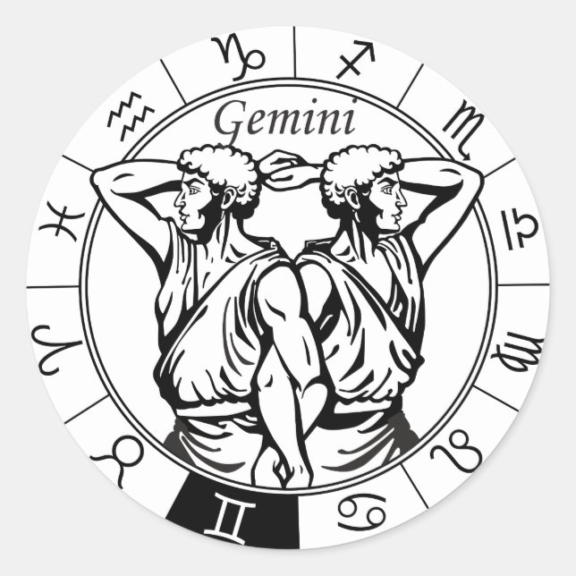 gemini astrological zodiac sign classic round sticker (Front)