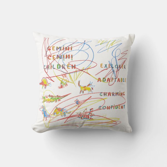 Gemini Astrologie infantile Coussin zodiaque (Recto)