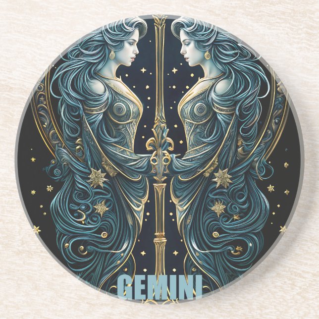 Gemini astrology sign coaster (Front)