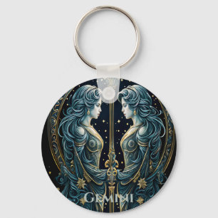 Gemini astrology sign keychain