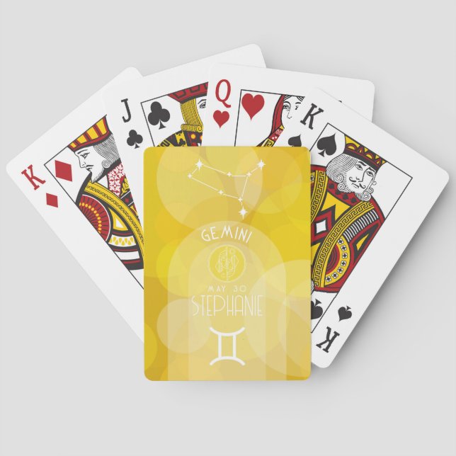 Gemini Astrology Zodiac Sign Photo Custom Birthday Playing Cards (Back)