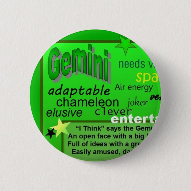 GEMINI BIRTHDAY 2 INCH ROUND BUTTON (Front)