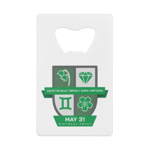 Gemini Birthday Crest™ for May 21-31 Credit Card Bottle Opener