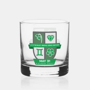 Gemini Birthday Crest™ for May 21-31 Whiskey Glass