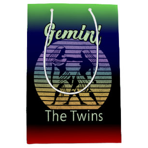 Gemini Birthday Gift--Cool Retro Sunset Zodiac Medium Gift Bag