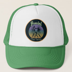 Gemini Birthday Gift--Cool Retro Sunset Zodiac Trucker Hat