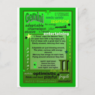 GEMINI BIRTHDAY POSTCARD