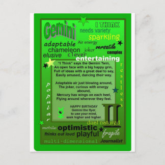 GEMINI BIRTHDAY POSTCARD