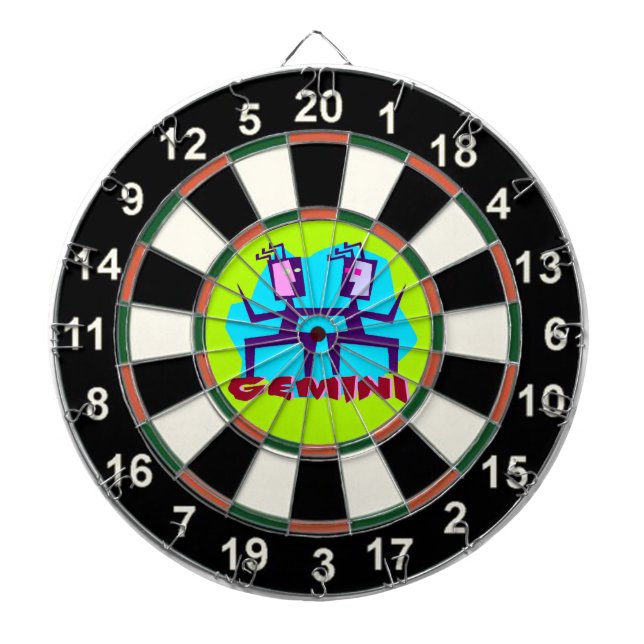 Gemini Cartoon Zodiac Astrology design Dartboard (Front)