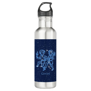 Gemini Constellation and Zodiac Sign with Stars 710 Ml Water Bottle