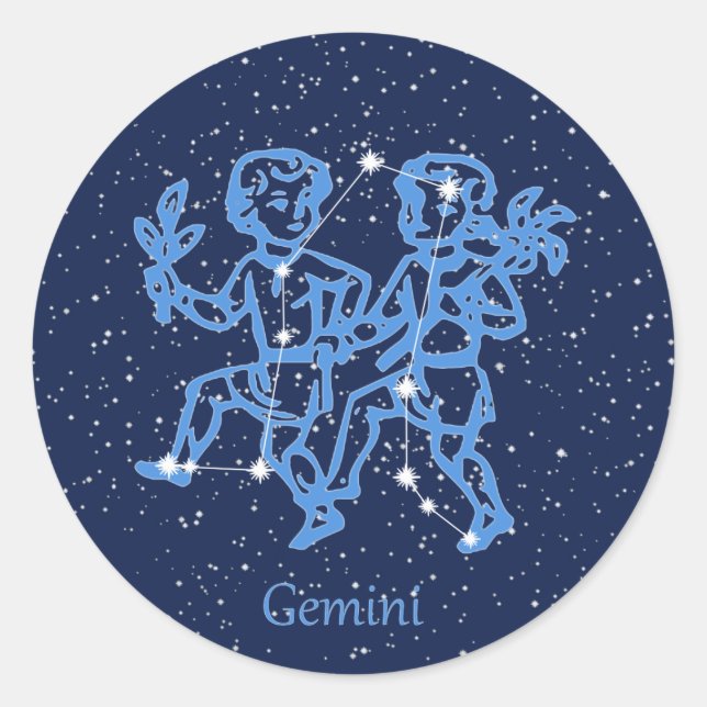 Gemini Constellation and Zodiac Sign with Stars Classic Round Sticker (Front)