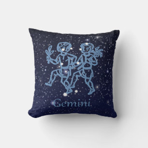 Gemini Constellation and Zodiac Sign with Stars Throw Pillow