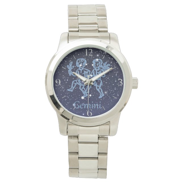 Gemini Constellation and Zodiac Sign with Stars Watch (Front)