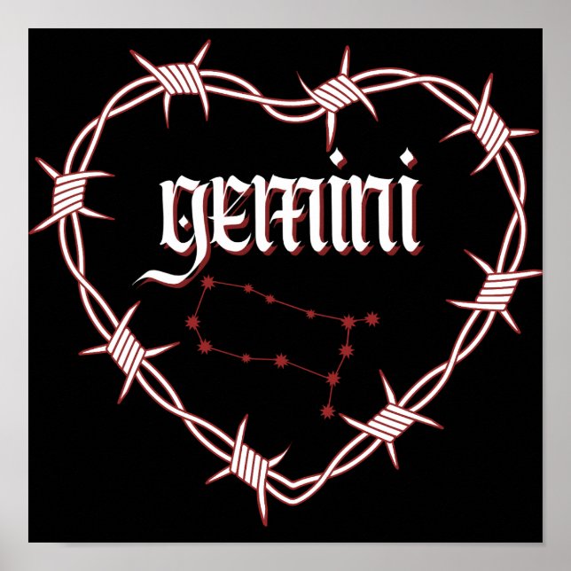 Gemini Constellation Gothic Dark Celestial Art Poster (Front)