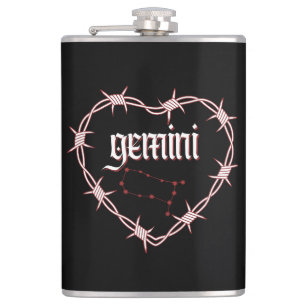 Gemini Constellation Gothic Dark Celestial Edgy Hip Flask