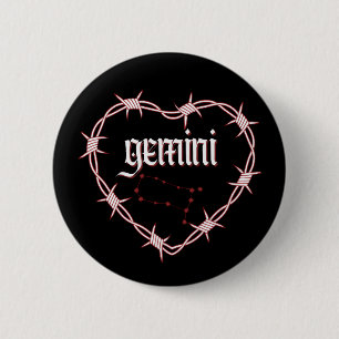 Gemini Constellation Gothic Edgy Birthday 2 Inch Round Button