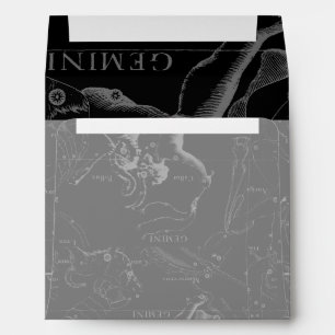 Gemini Constellation Hevelius 1690 on Black Envelope