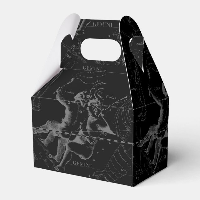 Gemini Constellation Hevelius 1690 on Black Favor Box (Back Side)