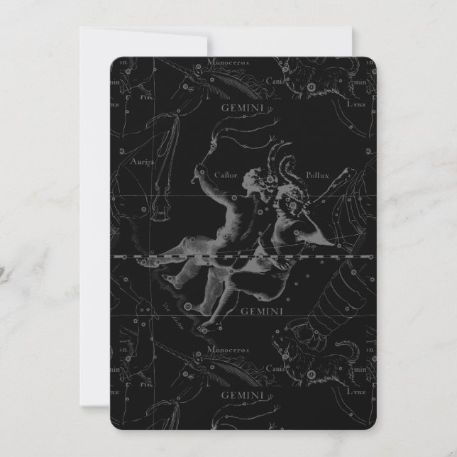 Gemini Constellation Map Engraving by Hevelius (Front)