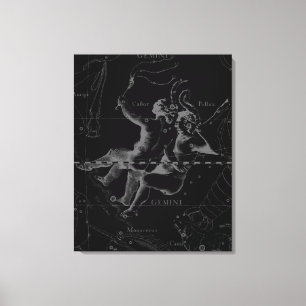 Gemini Constellation Map Engraving by Hevelius Canvas Print