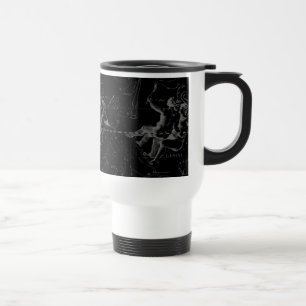 Gemini Constellation Map Hevelius 1690 on Black Travel Mug