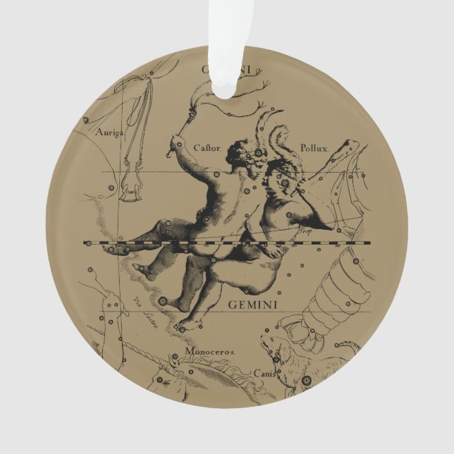Gemini Constellation Zodiac Hevelius circa 1690 Ornament (Front)
