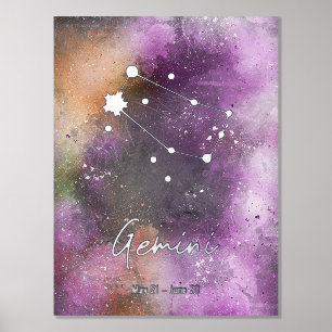 Gemini Constellation Zodiac Sign Purple Galaxy
