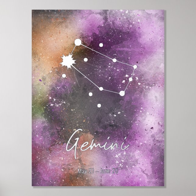 Gemini Constellation Zodiac Sign Purple Galaxy (Front)