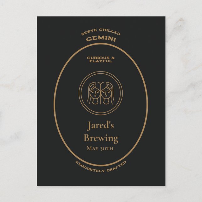 Gemini Curious Playful Personal Apothecary Label Postcard (Front)